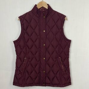 Barbour 10 Quilted Puffer Vest Burgundy Red Floral Lining Down Filling